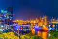 Night view of the port of hamburg with the elbphilharmonie building, Germany Royalty Free Stock Photo