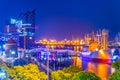 Night view of the port of hamburg with the elbphilharmonie building, Germany Royalty Free Stock Photo