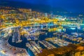 Night view of Port Hercule in Monaco