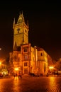 Night view on Powder Tower in Prague, Czech Republic Royalty Free Stock Photo