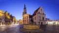 Night view of Poznan Old Market Square in western Poland. Royalty Free Stock Photo