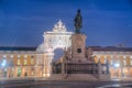 Night view of Praca do comercio square in Lisbon, Portugal. Royalty Free Stock Photo