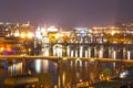 Night view of Prague bridges Royalty Free Stock Photo