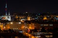 Night view on Prague Castle from roof in Czech Royalty Free Stock Photo