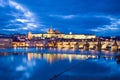 Prague castle and Charles bridge over Moldau river, Lesser town, Prague (UNESCO), Czech republic Royalty Free Stock Photo