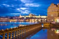 Prague castle and Charles bridge over Moldau river, Lesser town, Prague (UNESCO), Czech republic Royalty Free Stock Photo