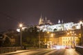 Night view of Prague, Czech Republic: Hradcany, castle and St. Vitus Cathedral Royalty Free Stock Photo