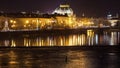 The night View on the Prague National Theater above the River Vltava, Czech Republic Royalty Free Stock Photo