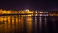 The night View on the Prague National Theater above the River Vltava, Czech Republic Royalty Free Stock Photo