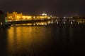 The night view on Prague National Theater with Vltava river, Czech Republic Royalty Free Stock Photo