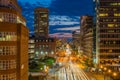 Night view of Pratt Street, in the Inner Harbor, Baltimore, Maryland Royalty Free Stock Photo