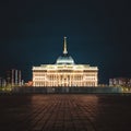 Night view of Presidential palace `Ak-Orda` in Astana, Kazakhstan Royalty Free Stock Photo