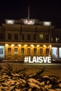 Night view of the Presidential Palace in Vilnius