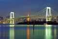 night view Rainbow Bridge in Japan