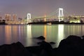 night view Rainbow Bridge in Japan Royalty Free Stock Photo