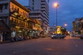 Night view of Rama 6 road in city center of Trang