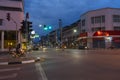 Night view of Rama 6 road in city center of Trang