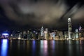 Night view with reflection of Victoria Harbour, Hong Kong Royalty Free Stock Photo