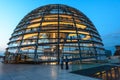 Night view of Reichstag Dome, Parliament building in Berlin, Germany, Europe