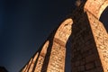 Night  view of the remains of an ancient Roman aqueduct located between Acre and Nahariya in Israel Royalty Free Stock Photo