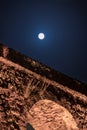 Night  view of the remains of an ancient Roman aqueduct located between Acre and Nahariya in Israel Royalty Free Stock Photo