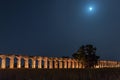 Night  view of the remains of an ancient Roman aqueduct located between Acre and Nahariya in Israel Royalty Free Stock Photo