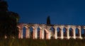 Night  view of the remains of an ancient Roman aqueduct located between Acre and Nahariya in Israel Royalty Free Stock Photo