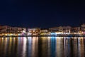 Night view of Rethymno town harbor at Crete island, Greece Royalty Free Stock Photo