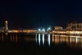 Night view of Rethymno town harbor at Crete island, Greece Royalty Free Stock Photo