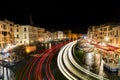 Night view from Rialto bridge to light trails on Grand Canal , Venice Royalty Free Stock Photo