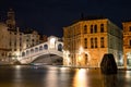 Night view rialto bridge venice italy Royalty Free Stock Photo