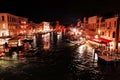 Night view from the Rialto Bridge, VENICE, ITALY Royalty Free Stock Photo