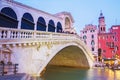 Night view of the Rialto Bridge in Venice Royalty Free Stock Photo