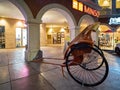 Night view of a Rickshaw in a plaza