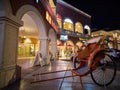 Night view of a Rickshaw in a plaza