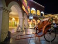 Night view of a Rickshaw in a plaza