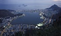 Night view of Rio de Janeiro's Lagoon and Leblon and Ipanema dis Royalty Free Stock Photo