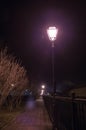 Night view on the river Pakra from promenade locally called Venice. Royalty Free Stock Photo