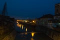 Night view on the river Pakra from promenade locally called Venice. Royalty Free Stock Photo