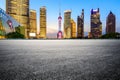 Night view of road and city skyline in Shanghai Royalty Free Stock Photo