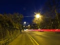 EDINBURGH, SCOTLAND-February 5, 2016-Night view on road with light, Edinburgh, Scotland, UK Royalty Free Stock Photo