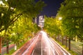 Night view and road to JR Central Towers at Nagoya station Royalty Free Stock Photo