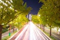 Night view and road to JR Central Towers at Nagoya station Royalty Free Stock Photo