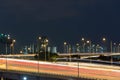 Night view of roads with trace of cars slow shutter blur