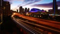 Night view of the Rogers Center by expressway in Toronto Canada