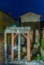 Night view of roman ruins in the center of Brescia, Italy Royalty Free Stock Photo