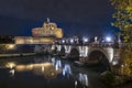 Night view of Rome Castle Sant Angelo Royalty Free Stock Photo