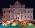 Night view of Rome Trevi Fountain Fontana di Trevi in Rome, Italy. Trevi is most famous fountain of Rome. Architecture and Royalty Free Stock Photo