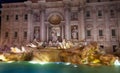 Night view of Rome Trevi Fountain Fontana di Trevi in Rome, Italy. Trevi is most famous fountain of Rome. Architecture and Royalty Free Stock Photo