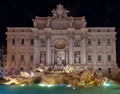 Night view of Rome Trevi Fountain Fontana di Trevi in Rome, Italy. Trevi is most famous fountain of Rome. Architecture and Royalty Free Stock Photo